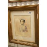 Alfred Tidey 1808-1892, 19th Century watercolour half length portrait of a lady in a gilt frame