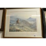 Tryon Gallery published fine ltd edn print of Stag in Highland Landscape, numbered 437