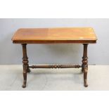 Victorian Mahogany Side Table raised on Twisted Carved Turned Supports with Cross-stretcher,