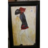 Oil Painting on board of teenage girl in skirt