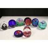 Seven vintage Caithness Glass Paperweights, three with boxes plus another Paperweight with
