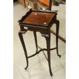 Early 20th century Mahogany Inlaid Square Side Table with Tray Top and raised on Four Cabriole