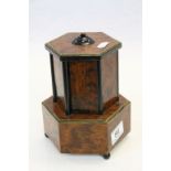 Vintage German Burr Walnut veneered Musical Cigarette dispenser, approx 18.5cm tall