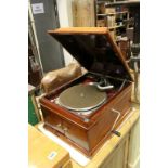 A vintage HMV Lion and Ball Brighton & Hove table top gramophone player