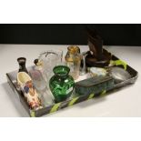 Mixed vintage collectables to include Glass Shoe Vesta holders, Horn Snuff box, Enamel Pill boxes