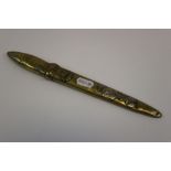 Japanese Musicians Tanto With 19th Century Or Earlier Forged And Tempered Blade, Brass Grip And