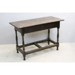 18th Century Oak Tavern Table with turned legs and plank top