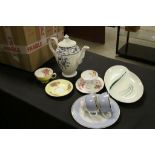 A box of vintage dinner and tea sets including Carlton ware, Doulton etc