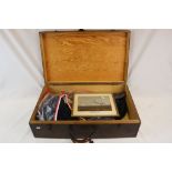 A Trunk Containing A Collection Of Militaria To Include An HMS Belfast Association Blazer With