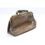 Late 19th / Early 20th century Small Leather Gladstone Bag, 30cms long