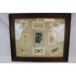 A World War One / WW1 Framed Collection Of Embroidered Silk Postcards And Portrait Photograph Of A