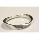 Hallmarked Silver Modernist Bangle, hinged and maker marked "Quinn"