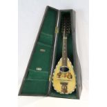 A cased vintage lute with label reading Carlo Ricordo Napoli N1001