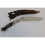 A Horn Handled Kukri Complete With Tools & Sheath.