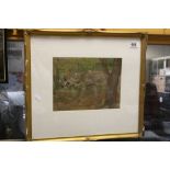 William Walls 1860-1942 watercolour of a wolf indistinctly signed and dated