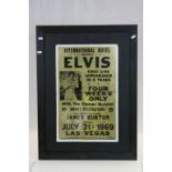Wooden framed card Poster "Elvis Las Vegas 1969", measures approx 56 x 35.5cm