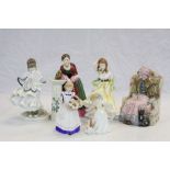 Collection of ceramic Figurines to include; Coalport "Visiting Day", Limited Edition Royal