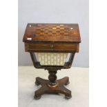 19th century Rosewood Games and Work Table with Inlaid Chess Board to top, over single drawer and