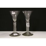 Pair of 18th Century drinking Glasses circa 1730/40's with Air Twist stems & rough Pontils to the
