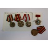 A Small Collection Of Five Russian / Soviet Full Size Medals To Include Three Commemorative