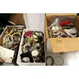 Three boxes of mixed costume jewellery