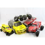 Five remote control cars to include four with petrol engines, vehicles makes include Volkswagen