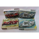 Four boxed 1:24 Heller model kits to include 2 x L742 Porsche 917 K Martini Racing Team (one