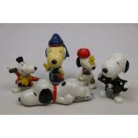 Five vintage Snoopy Figures