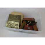 Box of mixed collectables to include Chess sets, clothes brushes, Vanity items etc