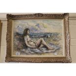 M D' Aguilar pastel gilt framed nude of a lady in a landscape