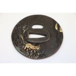 Bronze Japanese Tsuba bearing signature