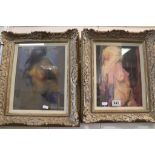 Two gilt framed contemporary pastels of nudes, both indistinctly signed