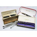 Collection of vintage Fountain pens to include a Sheaffer with Rolled Gold case & 14k Gold nib,