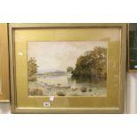 B B Wadham late 19th Century watercolour rural river scene signed and dated 1880, approx. 55cm x