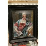 Framed oil painting portrait of a Regency lady