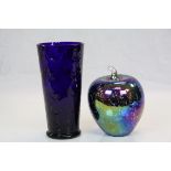 Handmade Glasform Apple together with a Bristol blue vase