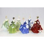 A collection of six Royal Doulton figures to include Clarissa, Hilary, Fair Lady, Fragrance, Kay and