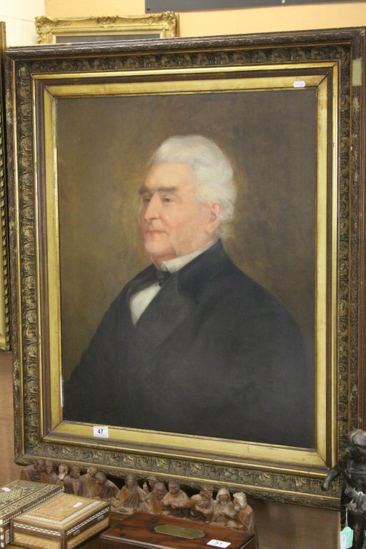 Large 19th Century oil painting portrait of a gent in an ornate gilt frame