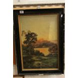 Early 20th century oil on canvas painting of a rural scene on the Derwent, signed verso Jack M