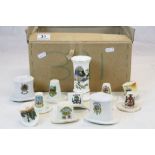 Box of mixed ceramics, mainly Crested China in the form of Hats