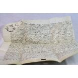 Antique 17th century indenture possibly dates 15th December 1672.