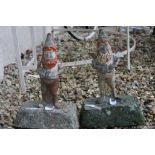 Two vintage composite garden gnomes