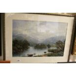 Framed watercolour of a Scottish loch scene signed E W Woolnath RSW, approx. 60cm x 79cm