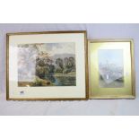 Two framed and glazed watercolours to include a rural landscape signed Stewart together with a