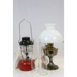 Three vintage Lamps to include a boxed Tilley & an Oil Lamp with shade