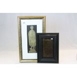 Two framed portraits of Medieval figures one inscribed John Luneborat 1474