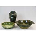 Foley "Wileman & Co" Faience Bowl & twin handled Vase which stands approx 34cm plus another Bowl