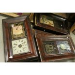 Four Wooden cased Antique American wall clocks.