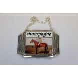 Large silver plated bottle label stamped champagne