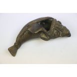 Bronze Asian incense burner in the form of a Dolphin, approx 12cm long